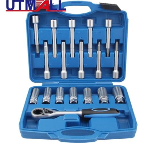 18pcs Steering Hub Suspension Shock Absorber Strut Nut Removal Tool Socket Kit Ratchet Sockets Set