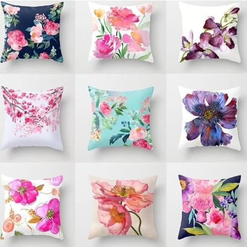 2pcs/set Nordic Style Floral Pattern Polyester Peachskin Pillowcase Sofa Throw Cushion Cover Flower Decorated Case Home Textile