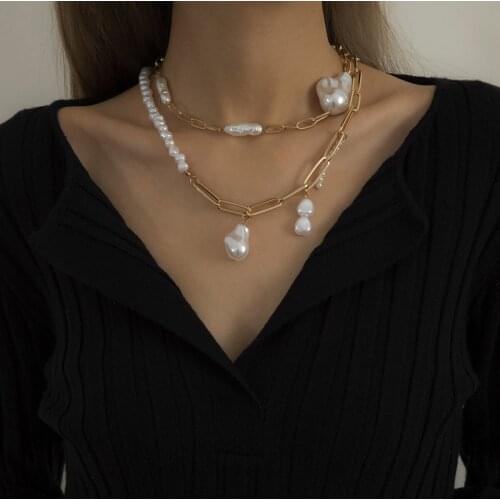 2021 Retro Baroque Irregular Knitted Pin Necklace Womens Multilayer Pendant Tassel Necklace Jewelry Gift Party