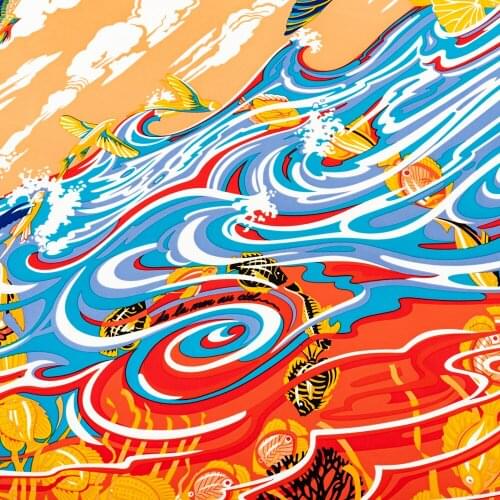 35.5(In) Vortex Brand Scarf Women Bandana Handmade Curled Twill Silk Square Scarf Luxury Foulard Head Scarves Shawl