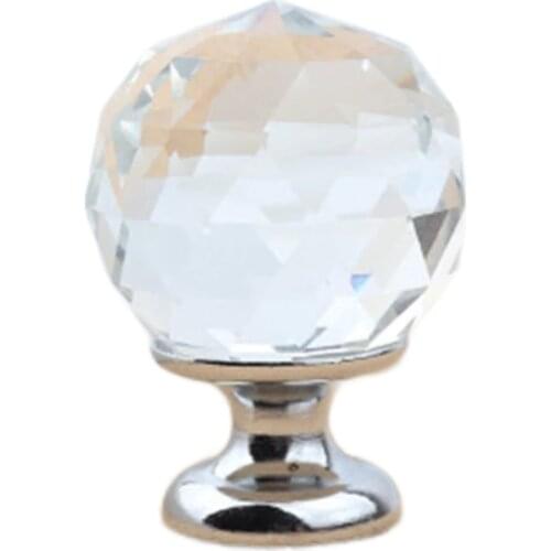 Crystal Door Knob 4pcs Transparent Glass Clear Cabinet Drawer Handle + screw