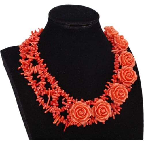 4UJewelry Coral Beads Necklace Dubai Women Jewellery Set For Nigerian Weddings Free Shipping High Quality 2019 Party Gift Set