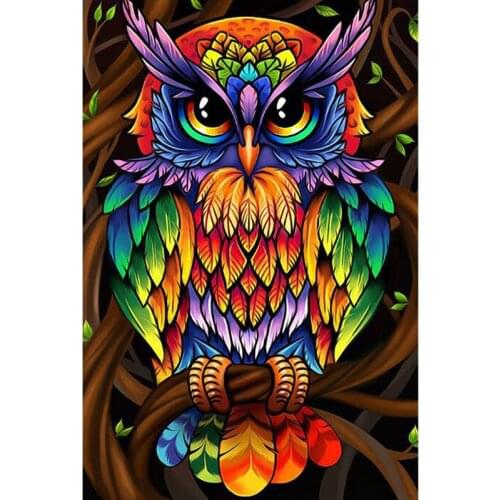 Diamond Painting Full Pebble Round Owl 5D DIY Handmade Embroidery Mosaic Picture Of Rhinestone Animal Christmas Decoration Home