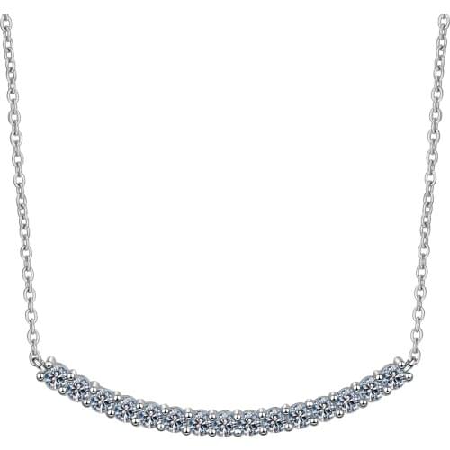 ANZIW 925 Sterling Silver Moissanite Diamond Arc Row Neckalces Silver Smile Girls Necklace Women Wedding Engagement Jewery Gifts