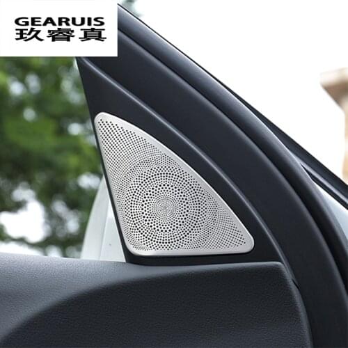 Car styling Door Audio Speaker Decorative Panel Covers stickers Trim for Audi A4 B8 stainless steel Auto Interior Accessories