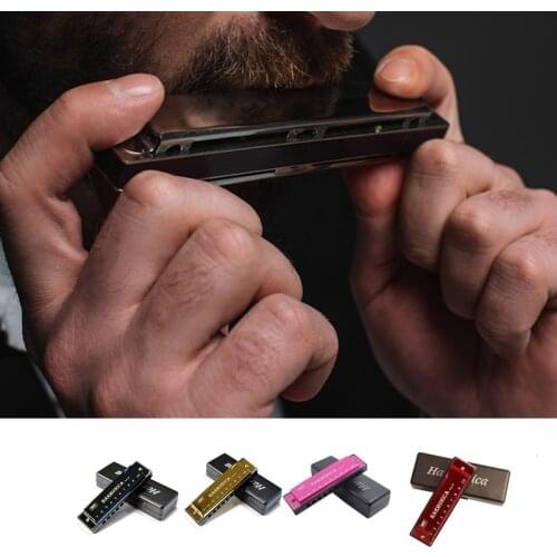 Free shipping 10 Holes Key of C Blues Harmonica Musical Instrument Educational Toy with Case