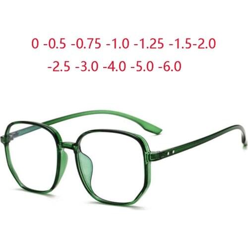 Big Frame Anti-blue Light Prescription Eyeglasses Women Men Rivets Square Minus Lens Computer Optical Glasses 0 -0.5 -0.75 To -6