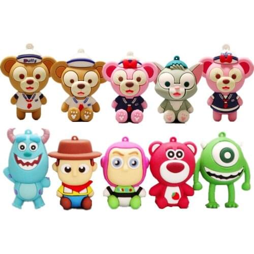 Disney Toy Story Strawberry Bear Doll Lotso StellaLou Duffy Bear KT Cat Silicone DIY Toys Figure Model Toy Keychain Toys Gift