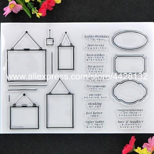 Message Board Label Frame Happy Birthday Thank you Scrapbook photo cards rubber stamp clear stamp transparent stamp 9061801