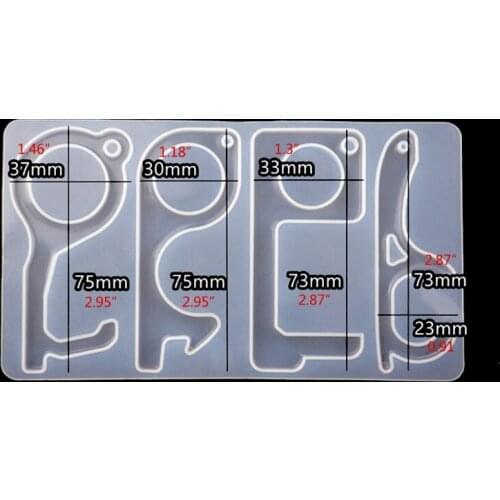 Zero Touch Keychain Resin Casting Mold Open Door Helper Contactless Keyring Mold J78F