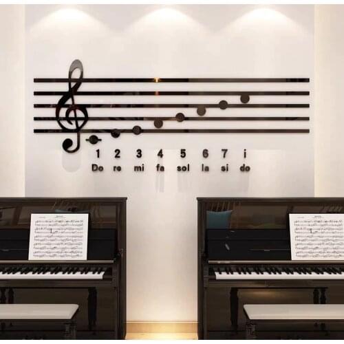 Piano Note Acrylic Wall Stickers Music Classroom DIY Art Wall Decoration Training Classroom Mirror 3D Stickers Home decor