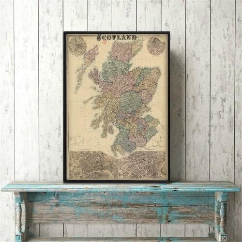 19th Century Map Of Scotland Antique Map Prints Map Poster Idea Birthday Wall Art Housewarming Gift Wall Pictures