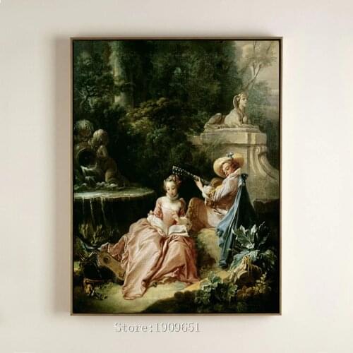 Classical court figures music sweet lover landscape canvas printings oil painting printed on cotton no frame wall art decoration