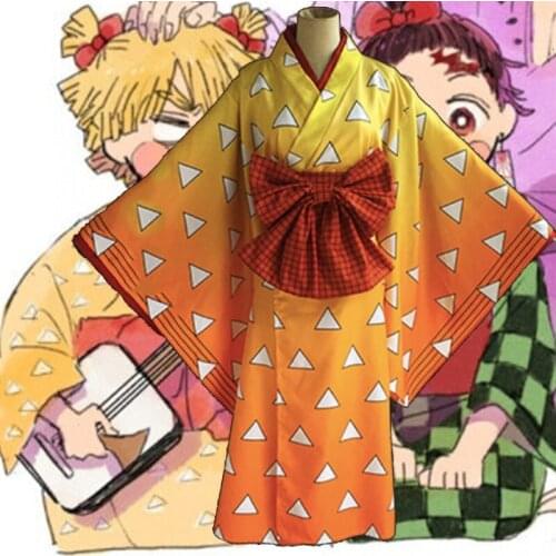 Anime Comic Demon Slayer Kimetsu no Yaiba Cosplay Costumes Agatsuma Zenitsu Cosplay Costume Japanese Kimono Uniforms Clothes