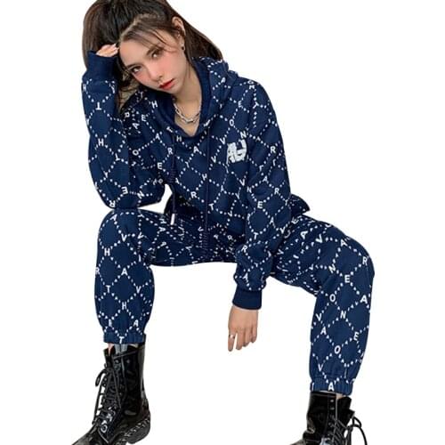 Winter Autumn Two Piece Set Women Tracksuit Hoodies Sweatshirts Tops And Pants Set Fashion Patchwork Two Piece Outfits