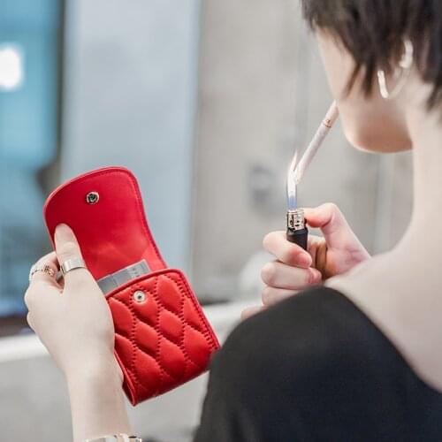 Leather Lady Special Cigarette Lighter Storage Bag Hold 20pcs Cigarettes Pack Box Multi-function Portable Smoke Tools Tide Gifts