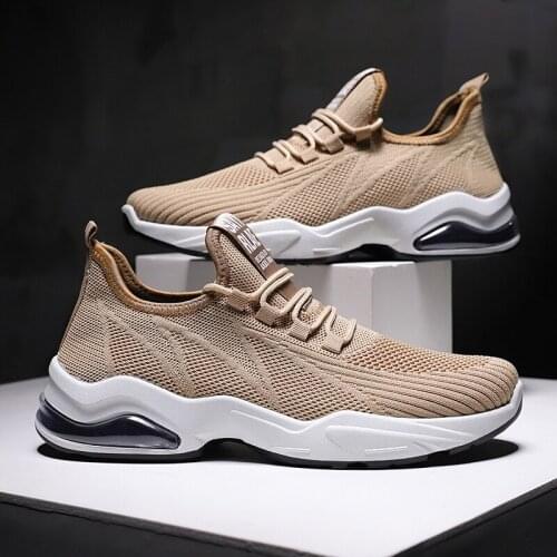 Mens Casual Shoes Spring Mesh Sneakers White/Beige/Black Running Shoes Summer Fashion Light Breathable Sneakers For Man