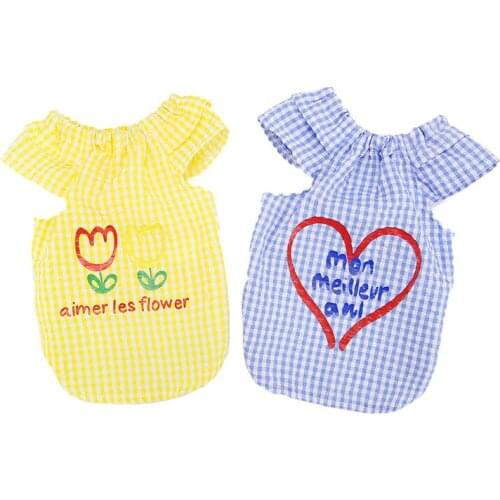 Summer New Casual Style Pet Dog Plaid Shirts Teddy Small Dog Vests Pet Clothes Cute Pet Costume