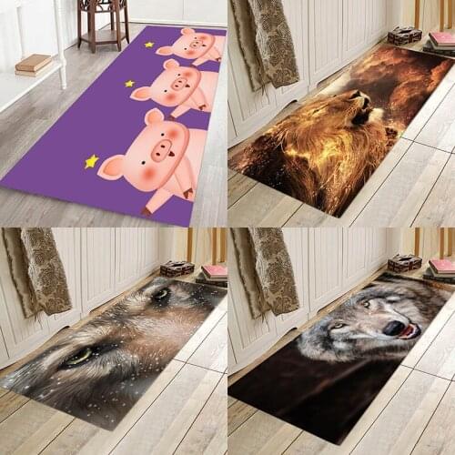 Cute animal head print type home floor mat，Kitchen absorbent floor mat