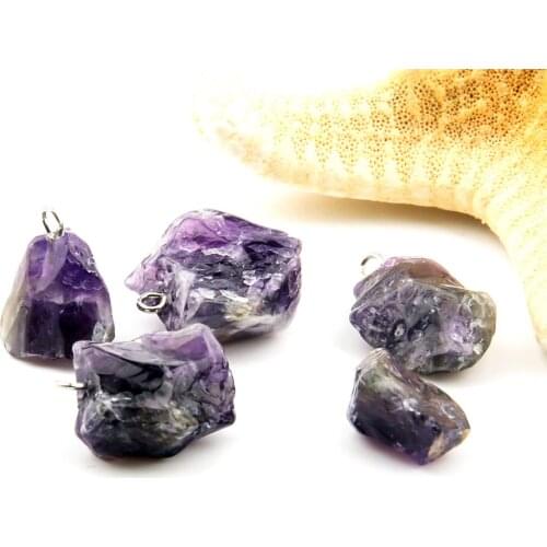 Trendy 5Pcs Irregular Amethysts Pendants Charms Natural Stone For Jewelry Making DIY Necklace Accessories Wholesale