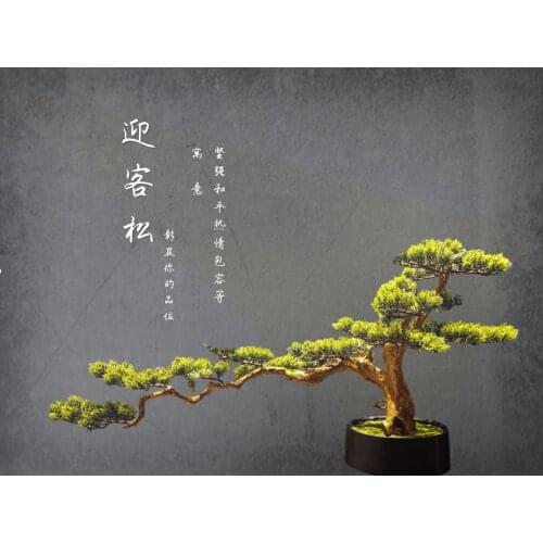 New Chinese style simulation pine tree visitor Landscape plants Desktop furnishing articles plant pots decorative craft supplies