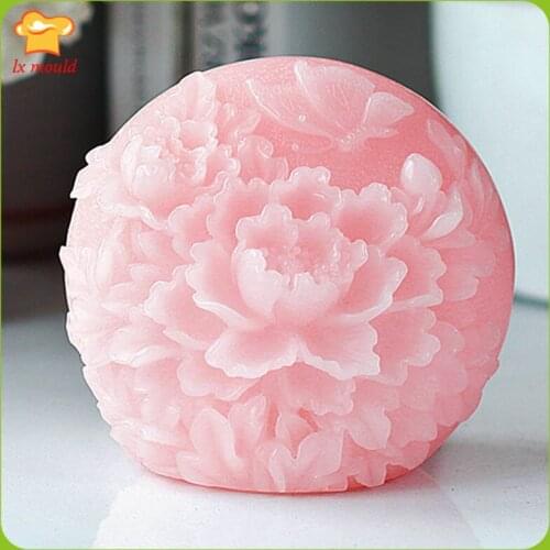 New peony flower soap silicone mold wedding birthday plaster resin cake mold lotus home decoration aromatherapy tool