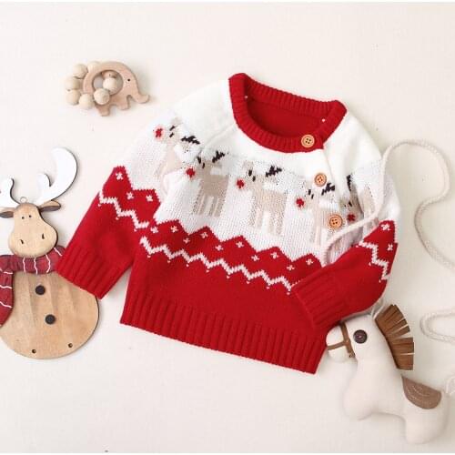 Autumn Winter Christmas Baby Girls Boys Sweaters Coat Kids Knitting Pullovers Tops Baby Boys Girls Cartoon Long Sleeve Sweaters