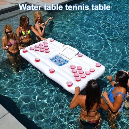 Water Floating Tray Beer Pong Pool Mat 28 Cup Hole Floating Row Inflatable Swimming Pool Mattress Water Floating Pad For Party