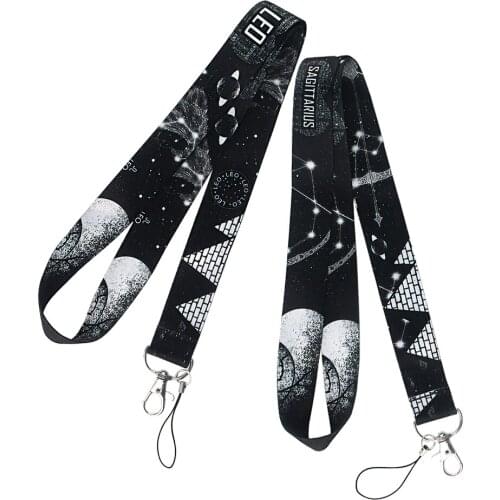 Ransitute R1305 Constellation Sagittarius Leo Painting Art Key Chain Lanyard Neck Strap For Phone Keys ID Card Creative Lanyards