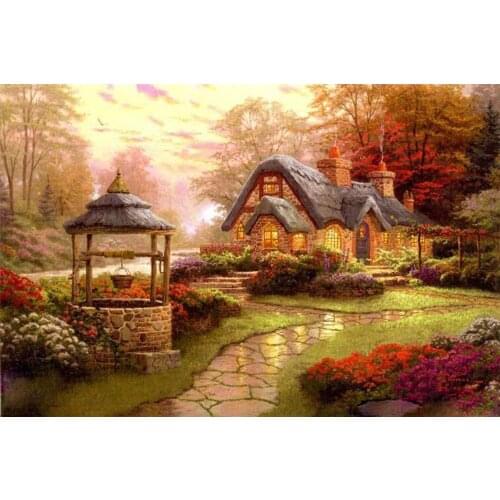 Needlework Full Diy Diamond Painting Villa Scenery Diamond Embroidery House Square Drill Craft Painting Mosaic Decorate Picture