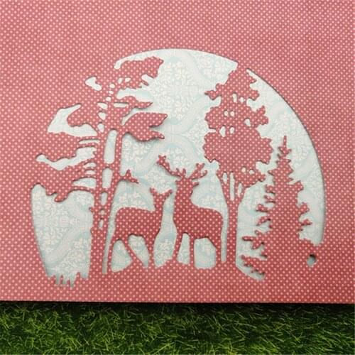 Happy Night Christmas Tree Animal Deer Frame Metal Cutting Die Die Cutting for DIY Scrapbook Photo Album Paper Card