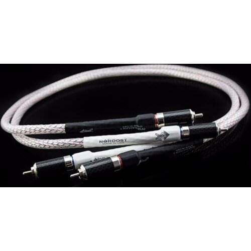 Pair Valhalla silver-alloy audio RCA interconnect cable with Carbon fiber RCA jack