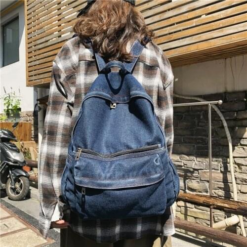Girls bag simple large-capacity backpack campus Korean canvas bag junior high school shoulder bag girls backpack purse