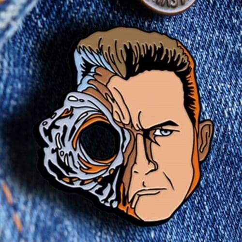 T-1000 Killing Machine Robot Enamel Brooch Pin Backpack Hat Bag Collar Lapel Pins Badges Women Mens Fashion Jewelry Accessories