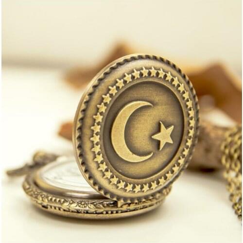 Vintage Bronze antiques stars of the moon collection pendant Modern clock Necklace pocket watches