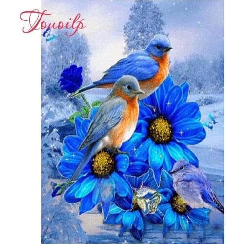 Needlework diamond embroidery Hot sale 5d diamond painting bird on a blue flower mosaic picture handmade rhinestone Home decor