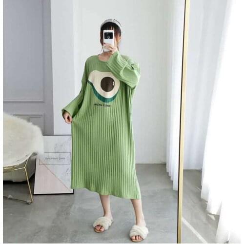 Size 5XL 120kg Autumn Women Long Dress Long Sleeve Cotton Dress Female Soft Home Dress Loose Casual Sleep Dresses
