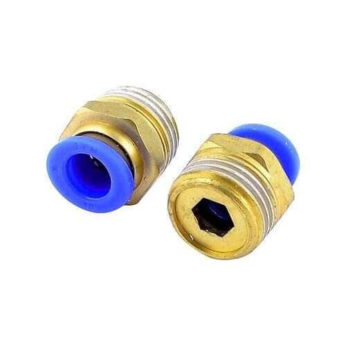 1/2" PT Male Thread to 10mm Air Pneumatic Pipe Tube Straight Quick Coupler 2pcs