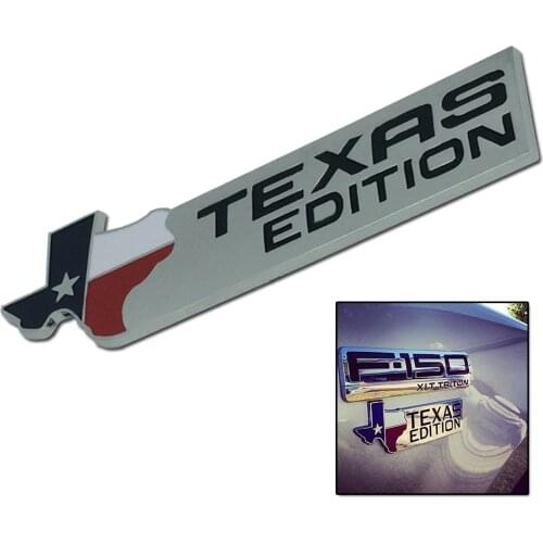 1pc Chrome Silver/Black XL TEXAS EDITION Car Stickers Emblem Badge For Ford 150 250 350 Tailgate Car-Styling Exterior Decoration
