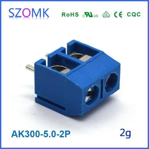 100 pcs/lot, Straight Pin PCB ring wire connector 5.0mm pitch and 2 pins screw terminal connectors wire cable AK300-5.0-2P