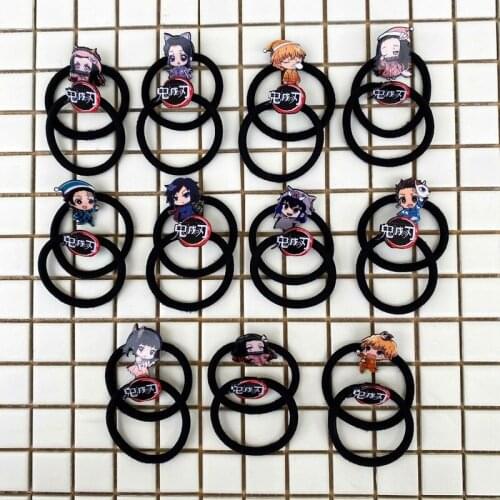 11pcs/lot Anime Demon Slayer Kimetsu no Yaiba New cartoon hair rope hair circle anime surrounding