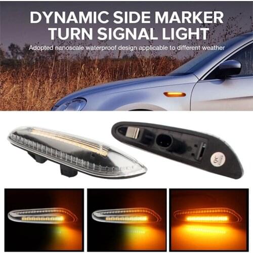 2pcs yellow Smoke bright LED Side Marker Light Flowing Water Indicator Turn Signal Lights For BMW E46 E90 E60 E88 X1 Error Free