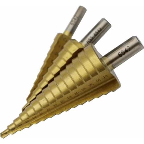 3PCS/SET HSS 6542 Steel Step Cone Titanium Coated Drill Bit Cut Tool Set Hole Cutter 4-12/4-20/4-32 for metal
