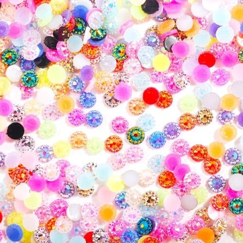 4mm 5mm 6mm Crystal AB Resin Non-Hot fix Rhinestones Handicraft Home Decoration Clothing Jewelry Toy DIY Stones