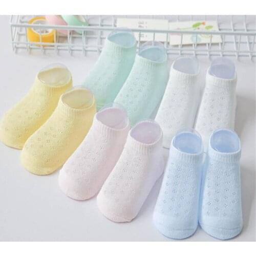 5 Pairs/Lot Children Cotton Socks Boy Girl Baby Fashion Breathable Solid Mesh Socks For Summer 1-12T C631-5
