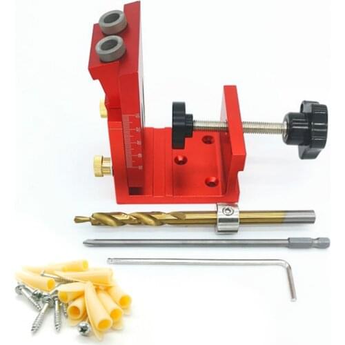 9.0mm Aluminum Oblique Hole Puncher Dowel Jig Pocket Hole Drill Guide Woodworking Joinery Tools Set for Carpentry DIY Tools