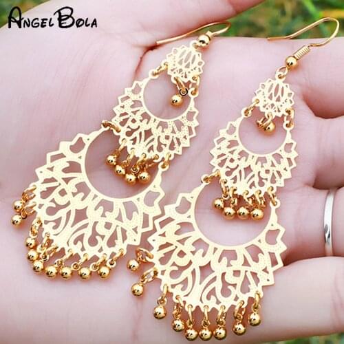 Algerian Round Tassel Bridal Earrings Luxury Gold Earrings Hook Pendant Long Earrings Wedding Party Holiday Gifts Wholesale