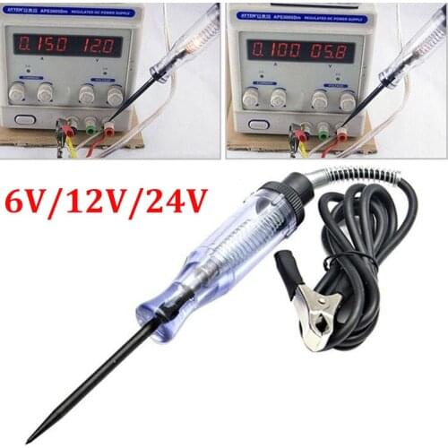 Car Voltage Circuit Tester 6V/12V/24V DC System Probe Continuity Durable Auto Test Light Probe Light System Test Probe Lamp Tool