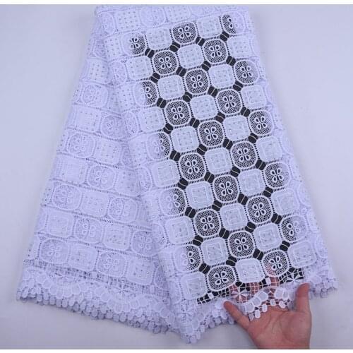 Pure white African Cord Guipure Lace Fabric 2020 High Quality Water Soluble Lace Fabric Dubai Cord Lace Design Nigerian Wedding