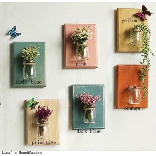 Rustic Decor Vintage Wood Glass Wall Vase